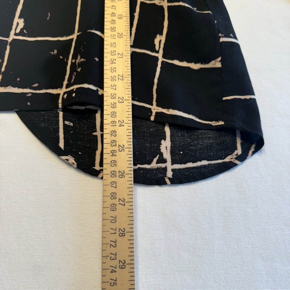 OneWorld Black Grid Print Hi-Low Long‎ Sleeve Top | PM | NWT - Picture 6 of 14